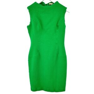 Michael Kors Main Label Green Wool Crepe Sleeveless Sheath Midi Dress sz 14